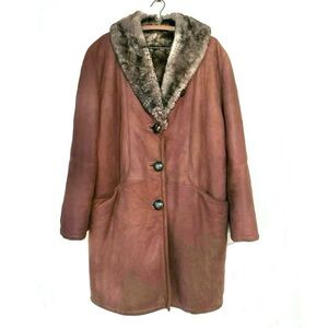 Beautiful Vintage Italian Saddle Tan Lambskin Shearling Coat * Pristine